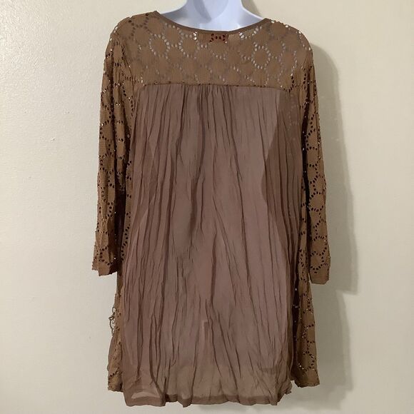 Grace + Emily Lagenlook Forest Fairy Boho Oversized Hippie Crochet Tunic Top L - Picture 4 of 8